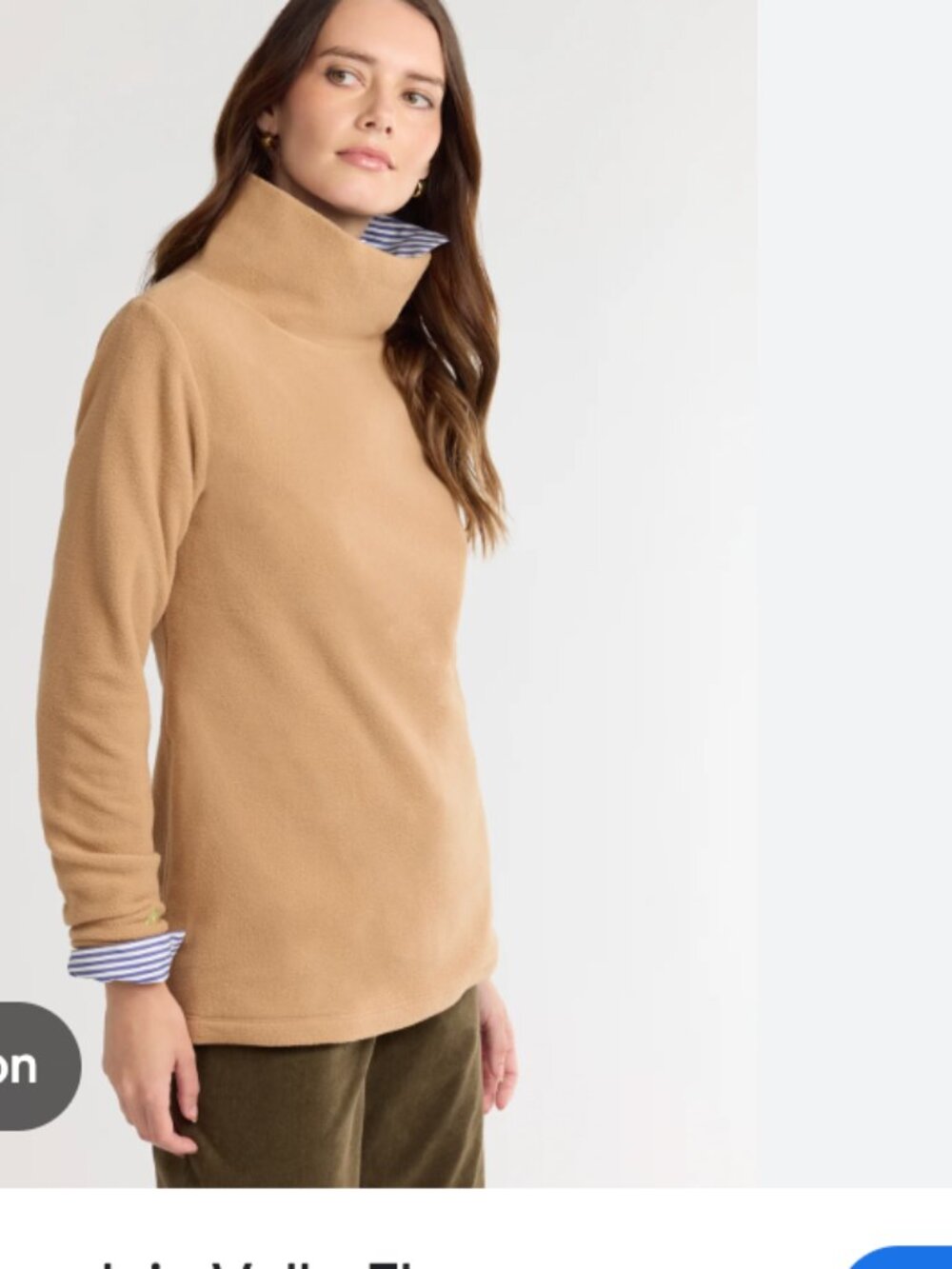 Dudley Stephens Cobble Hill Turtleneck Pullover tan Beige s small fleece